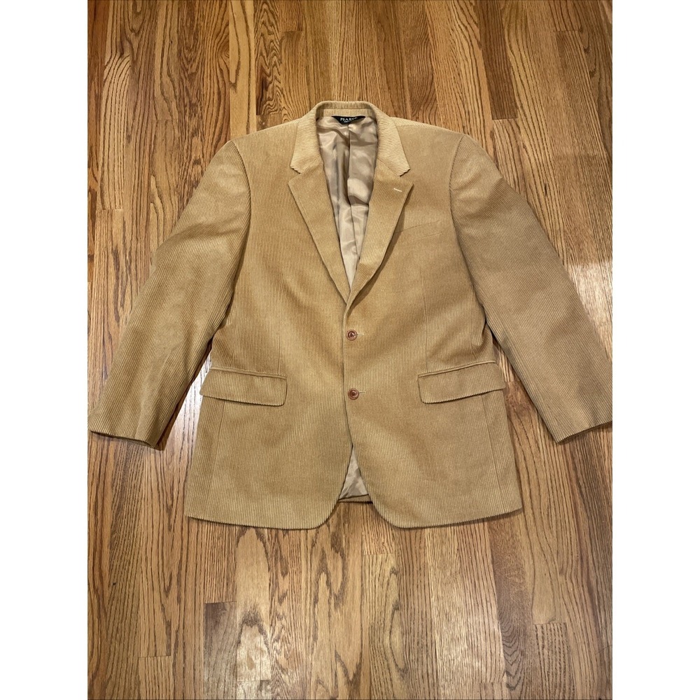 Jos. A. Bank Mens Sport Coat 43L Tan Corduroy Wool Silk Two Button Blazer Preppy